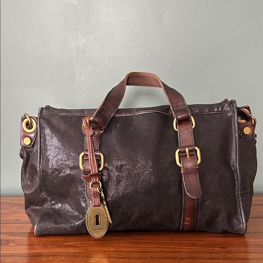 Fossil Dark Brown Leather Duffel Bag - Picture 3 of 9